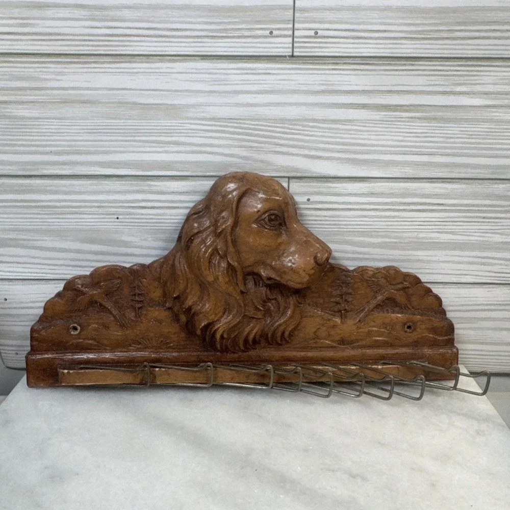 BS3 Vint chalkware Irish setter cocker spaniel rooster pheasant tie belt hanger